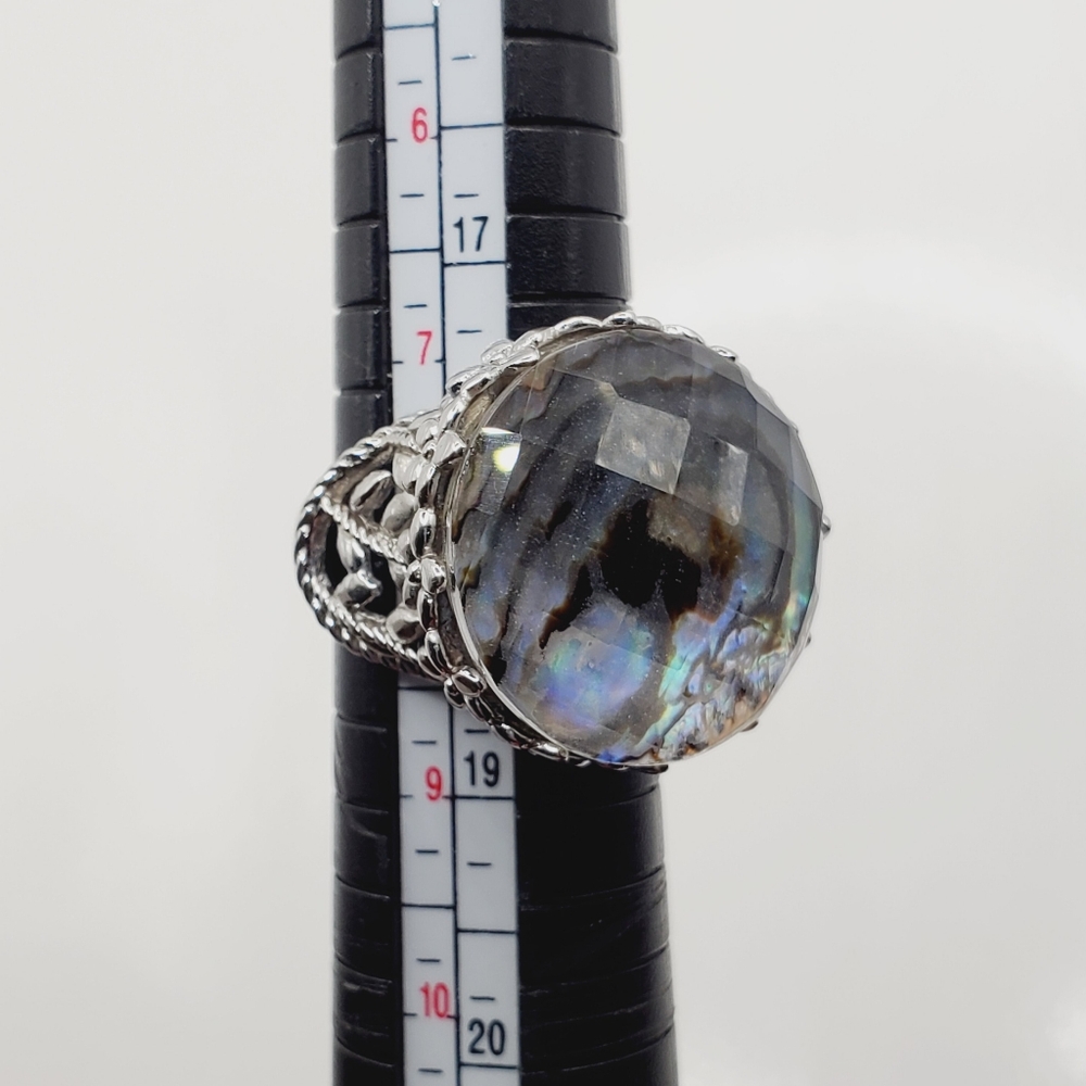 Silver Abalone Shell Ring - image 7